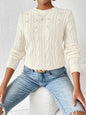 Cable-Knit Round Neck Long Sleeve Sweater