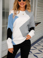 Color Block Round Neck Dropped Shoulder Sweater