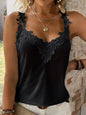 Full Size Lace Detail V-Neck Tank