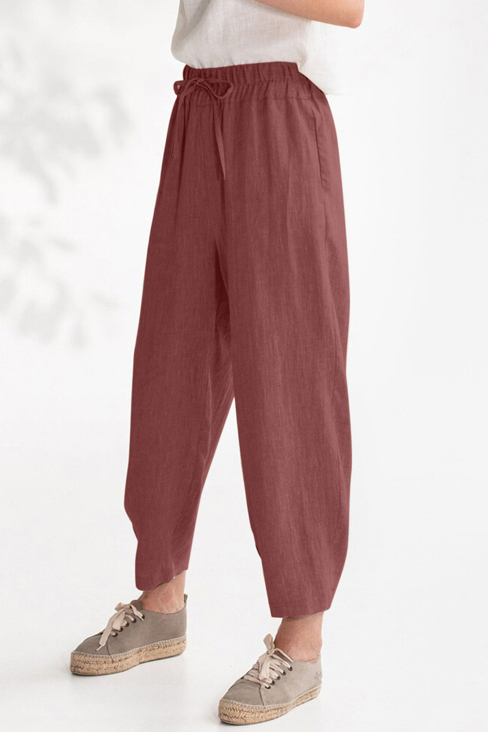 Drawstring Cropped Pants with Pockets