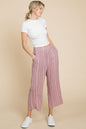 Cotton Bleu by Nu Lab Striped Elastic Waist Wide Leg Pants