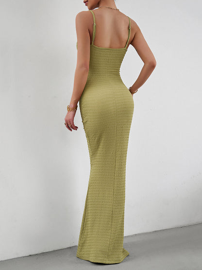 Straight Neck Sleeveless Maxi Dress