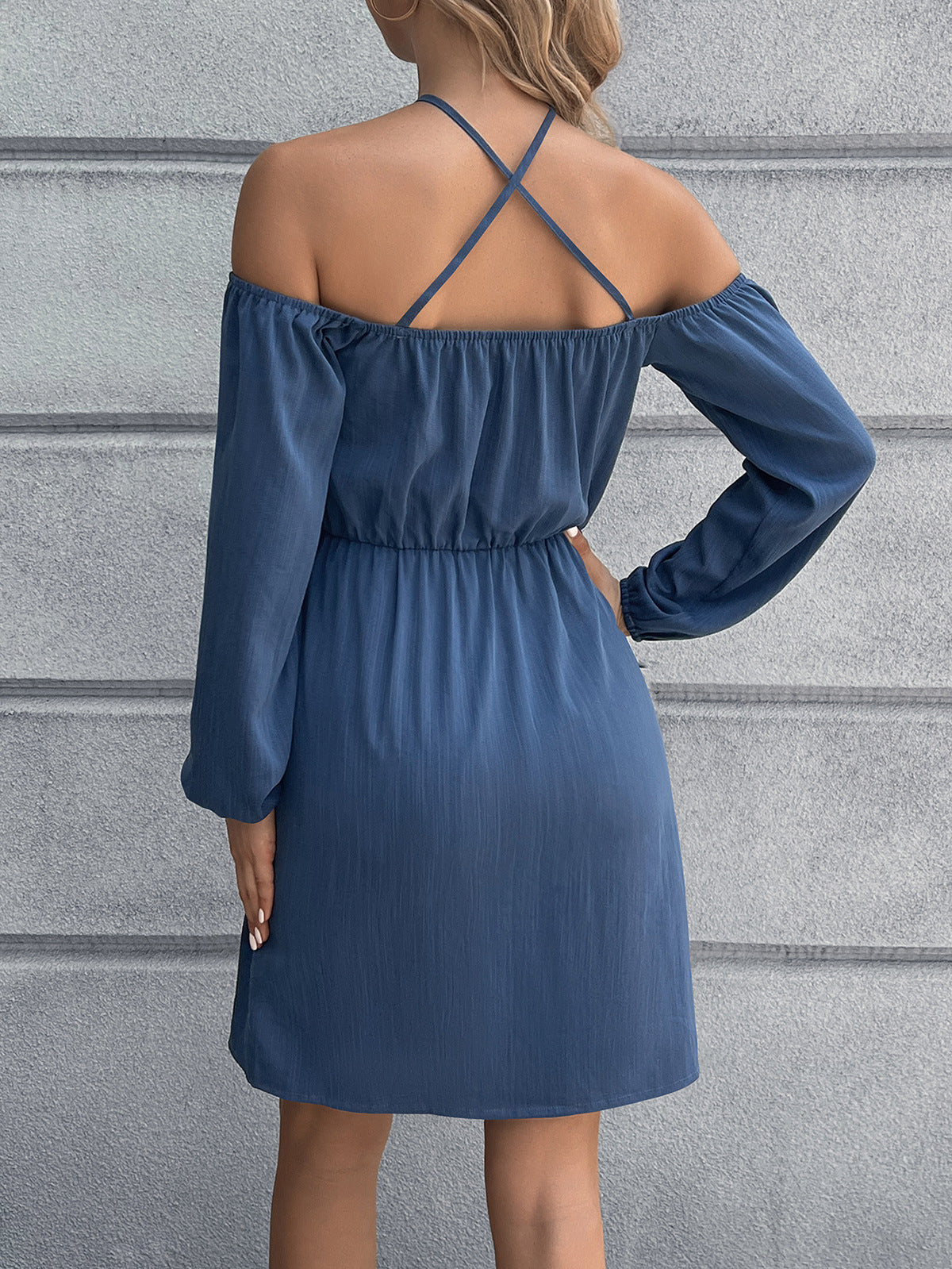 Cold-Shoulder Crisscross Mini Dress