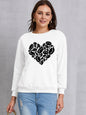 Heart Round Neck Dropped Shoulder Sweatshirt