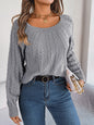 Cable-Knit Round Neck Long Sleeve Sweater