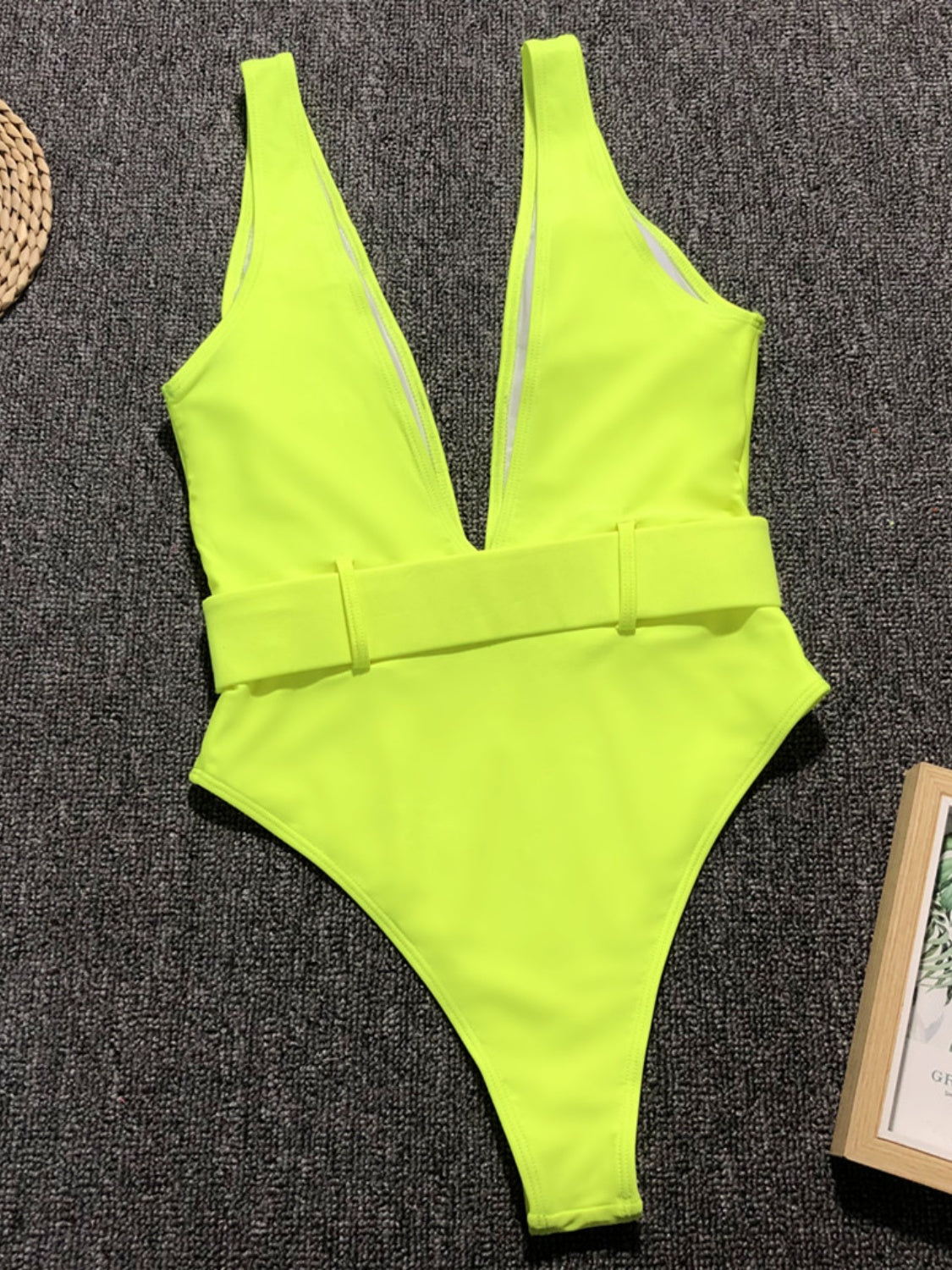 Plunge Wide Strap Sleeveless One-Piece Swimwear