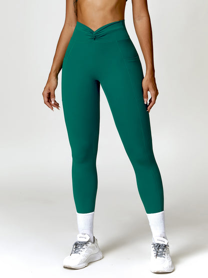 Twisted High Waist Active Pants with Pockets