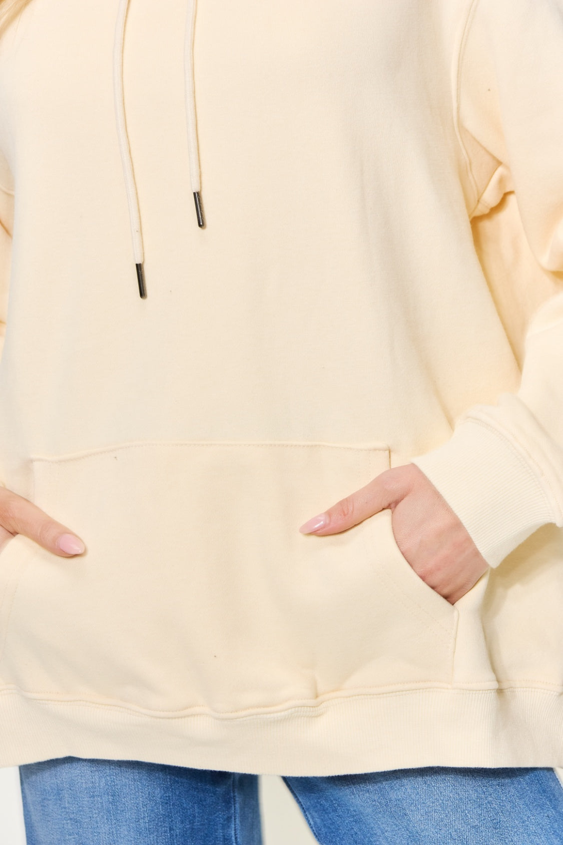 Simply Love Full Size NOT A FAN Graphic Drawstring Long Sleeve Hoodie