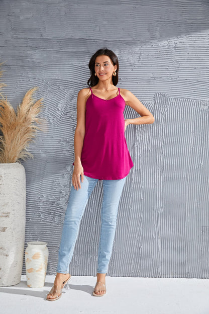 Full Size Spaghetti Strap V-Neck Flowy Tunic Cami