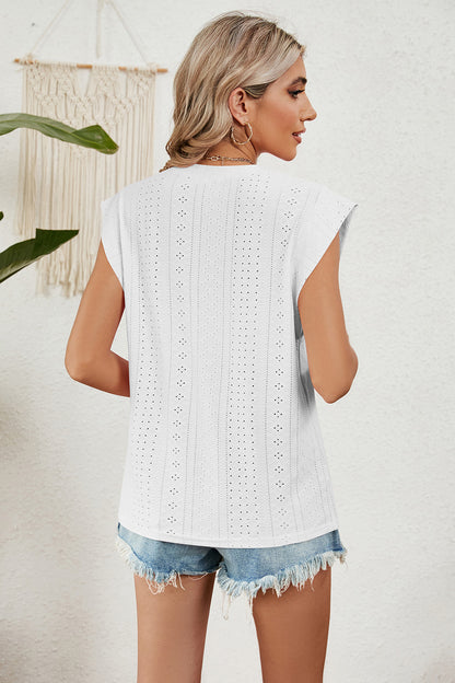 Eyelet Round Neck Tank