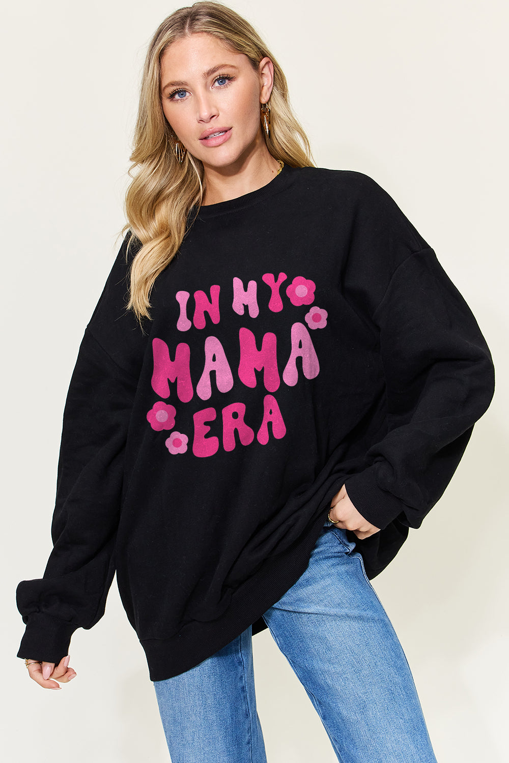 Simply Love Full Size Letter Graphic Long Sleeve Sweatshirt