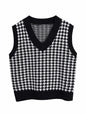 Houndstooth V-Neck Sweater Vest