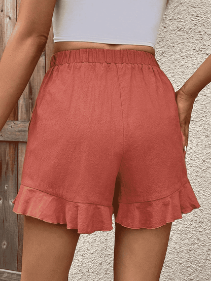 Ruffle Trim Shorts with Pocket