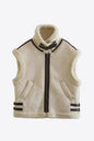 Collared Zip-Up Suede Sherpa Vest