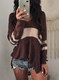 Striped V-Neck Long Sleeve Sweater