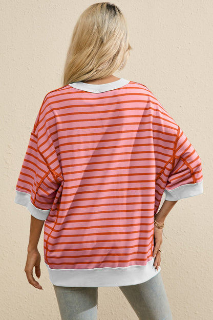 Striped Round Neck Half Sleeve T-Shirt