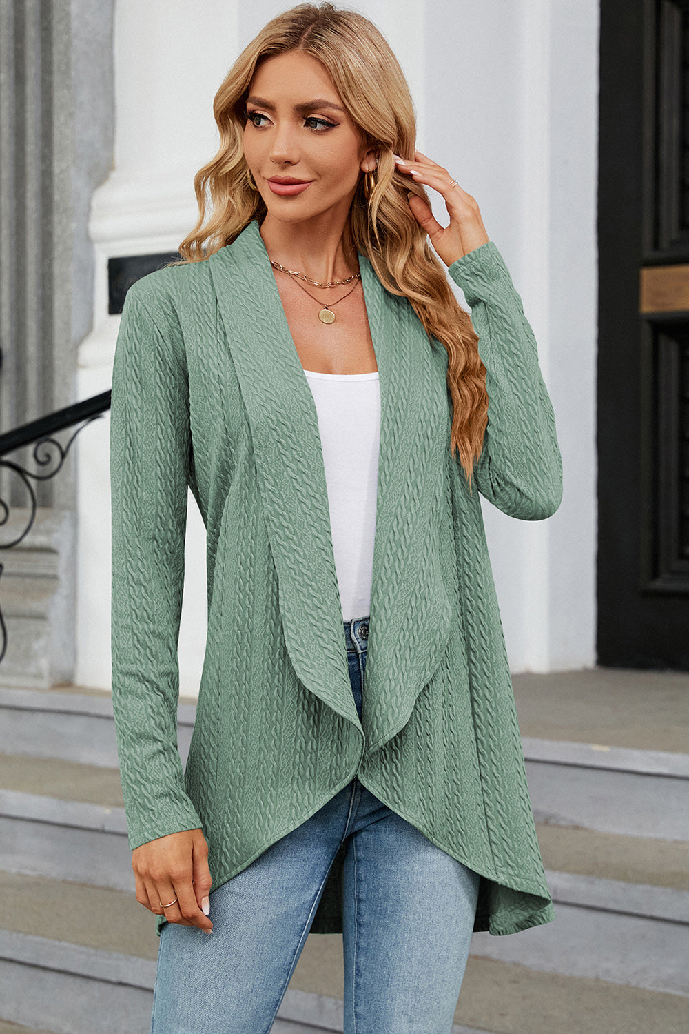 Open Front Long Sleeve Cardigan