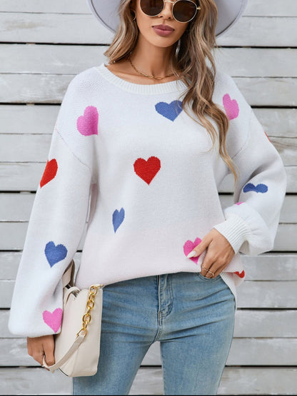 Angel Wings Heart Round Neck Long Sleeve Sweater