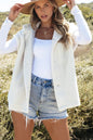 Fuzzy Mock Neck Button Up Vest Coat