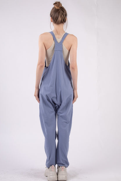 VERY J  Plunge Sleeveless Jumpsuit with Pockets