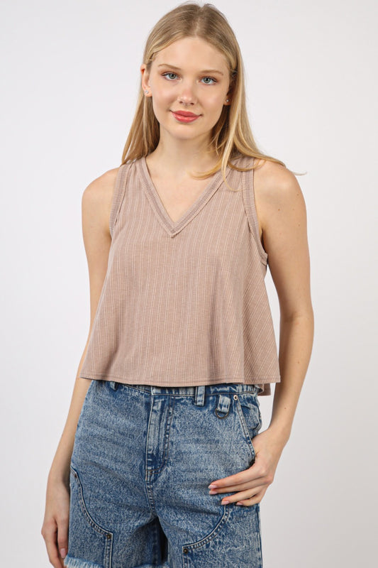 VERY J V-Neck Knit Swing Cropped Tank