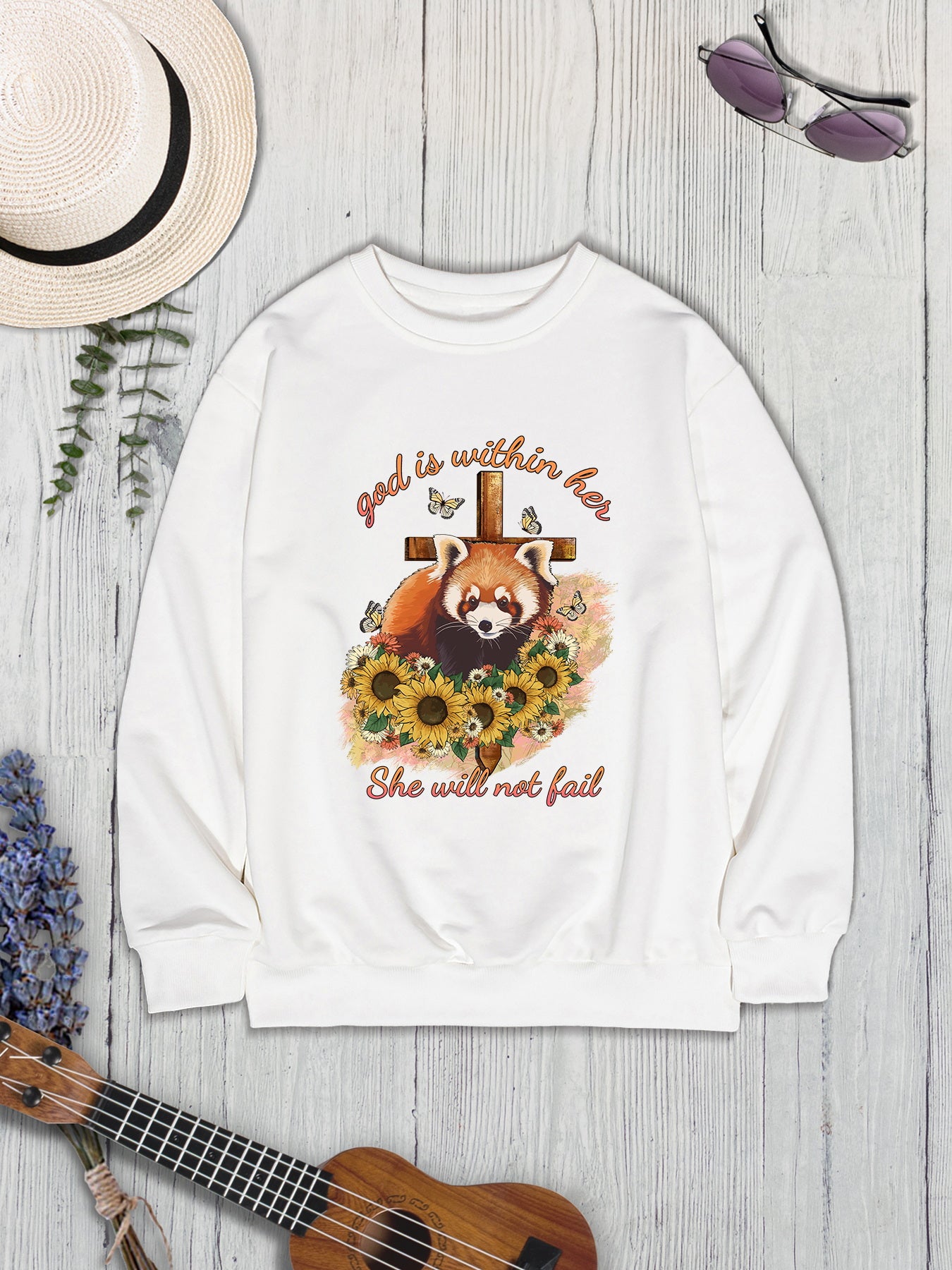 Graphic Round Neck Long Sleeve Sweatshirt