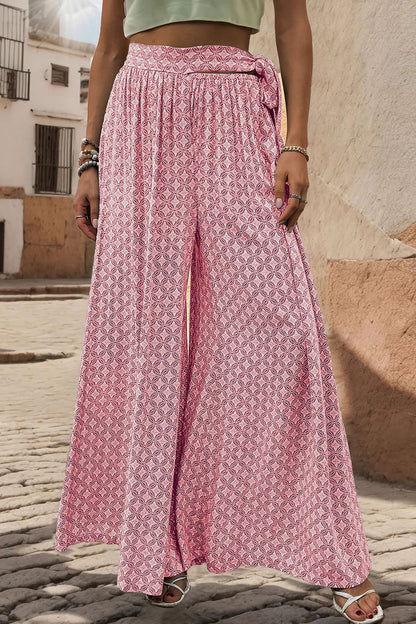 Printed Tied Wide Leg Pants