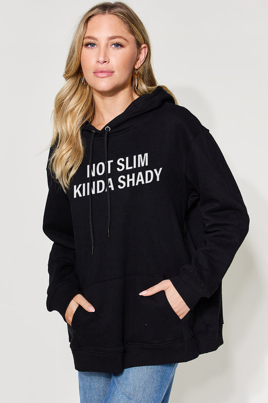 Simply Love Full Size NOT SLIM KINDA SHADY Long Sleeve Hoodie