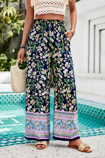 Printed High Waist Wide Leg Pants