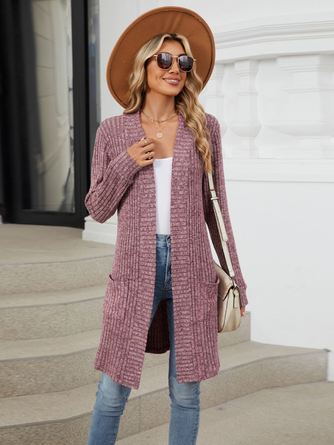 Open Front Long Sleeve Cardigan