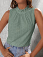 Tied Eyelet Mock Neck Tank