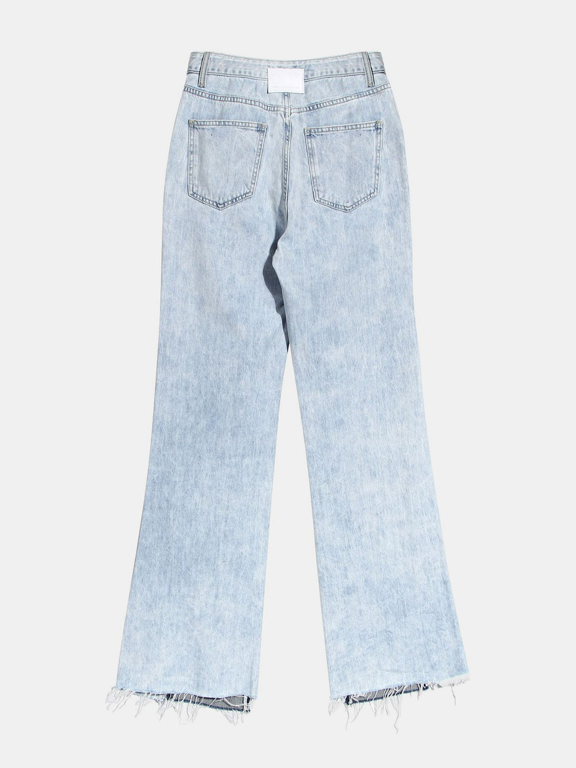 Contrast Button Fly Slit Frayed Hem Jeans