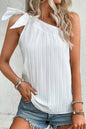 Textured Tied One Shoulder Tank