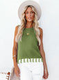 Cutout Tassel Round Neck Tank