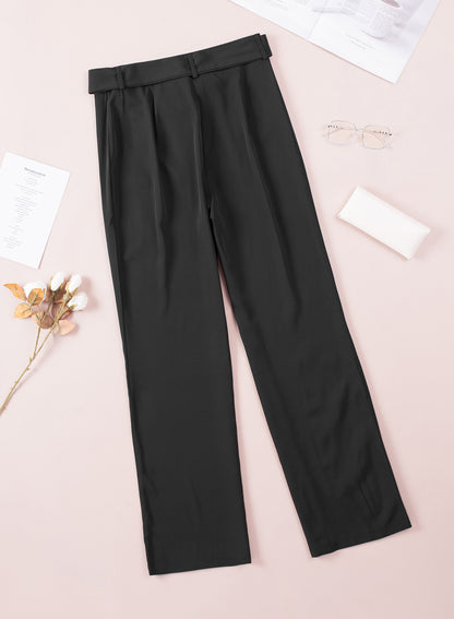 Tied High Waist Straight Pants