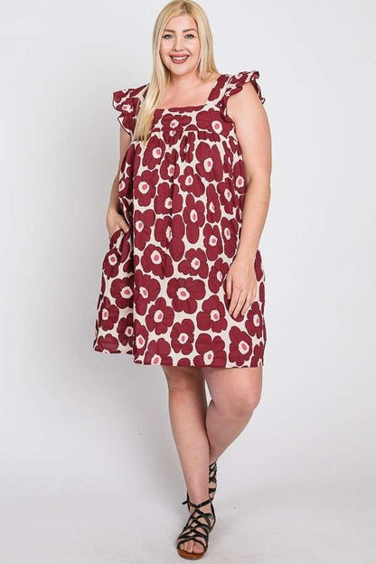 DAISY PRINT BABY DOLL DRESS PLUS