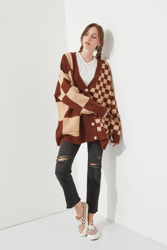 CHECKERED OVERSIZED SWEATER JJK5031P