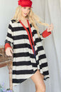 Open Front Striped Draped Cardigan