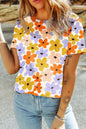 Printed Round Neck Short Sleeve T-Shirt