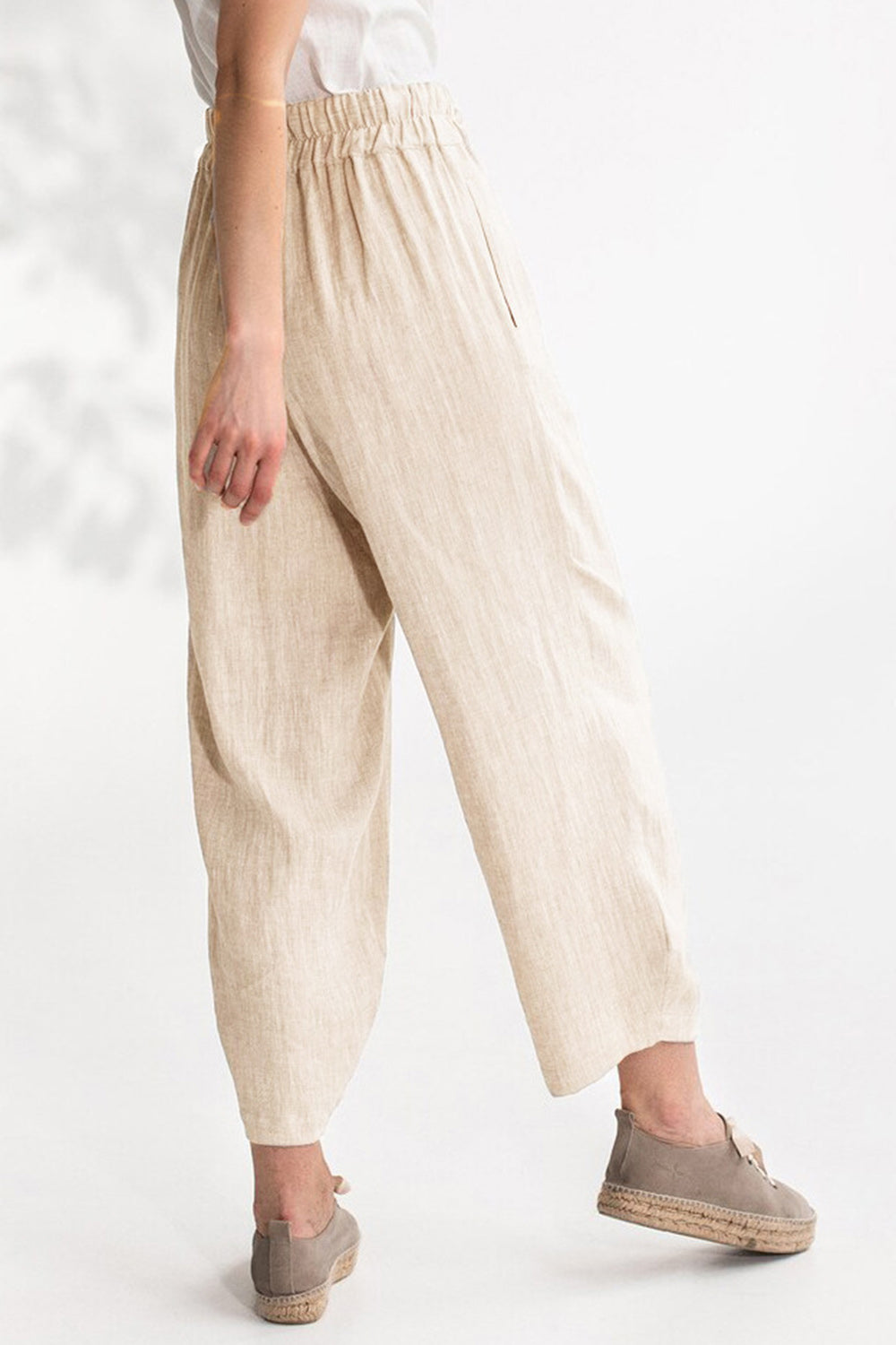 Drawstring Cropped Pants with Pockets