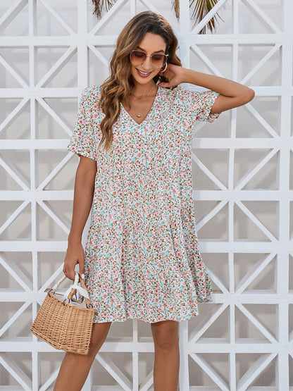 Ditsy Floral V-Neck Mini Dress