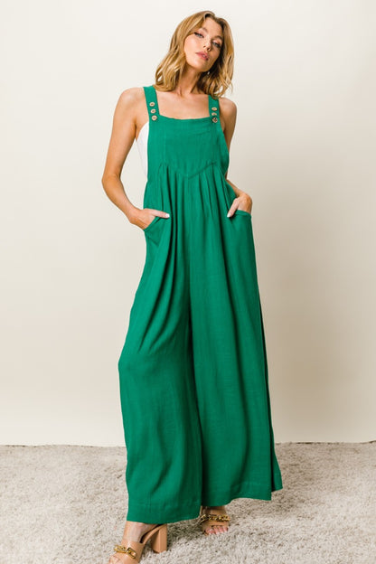 BiBi Texture Sleeveless Wide Leg Jumpsuit