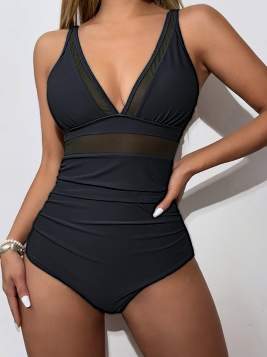 V-Neck One-Piece Swimwear