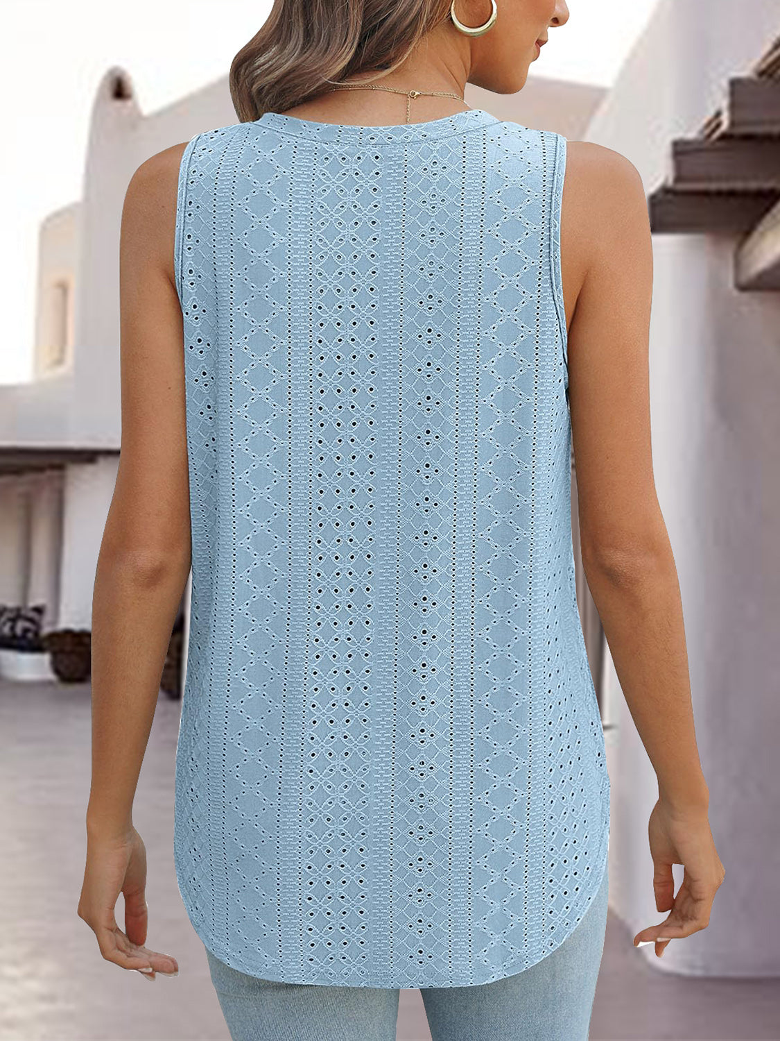 Eyelet V-Neck Tank