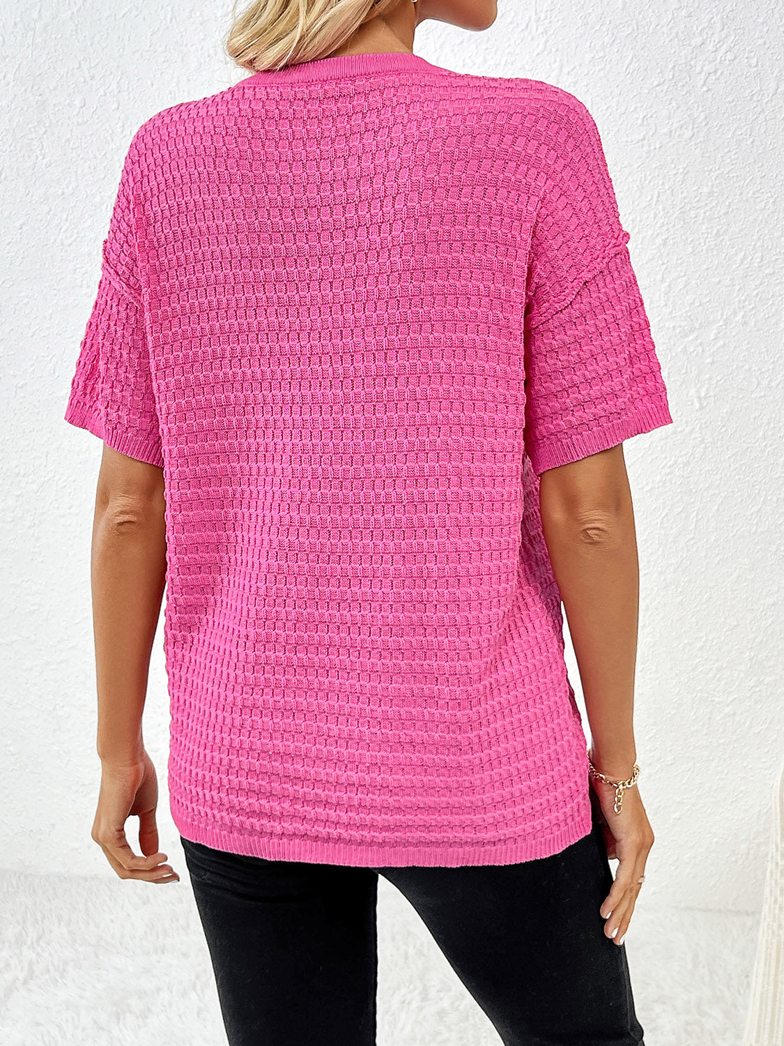 Round Neck Half Sleeve Knit Top