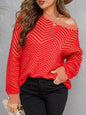 Striped Round Neck Dropped Shoulder Sweater