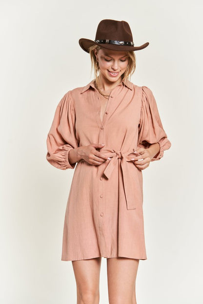 SOLID BUTTON DOWN DRESS  PLUS JBJ1004P