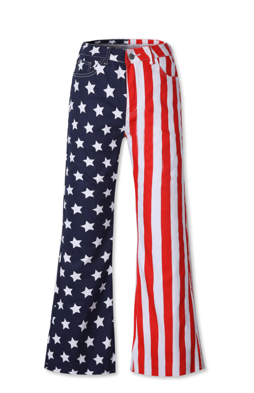 Women's New Independence Day Flag Print Women's Flared Jeans