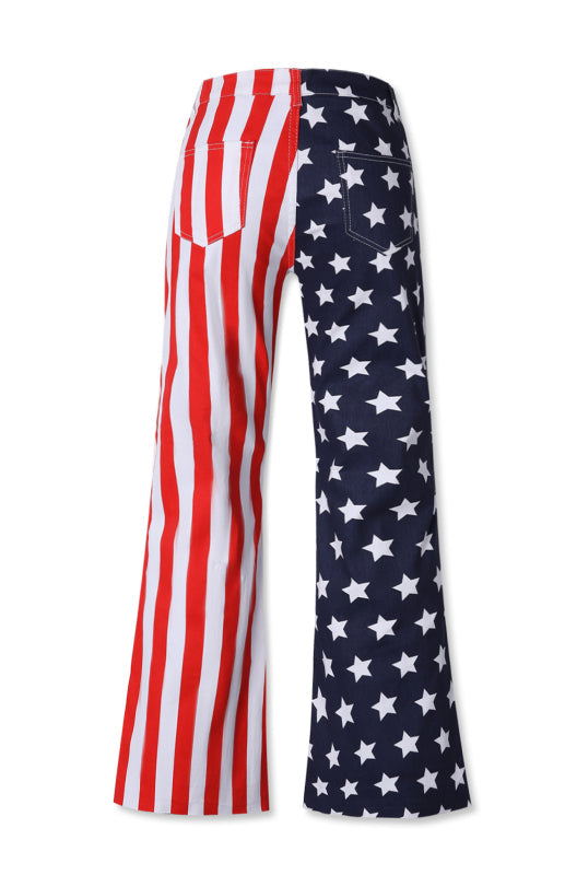 Women's New Independence Day Flag Print Women's Flared Jeans