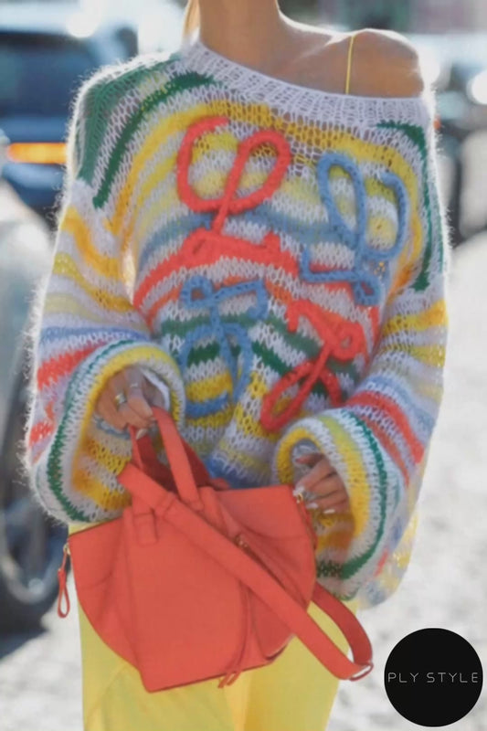 Colorful Abstract Pattern Striped Sweater